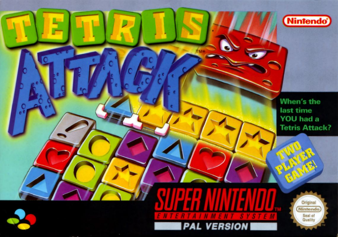 Tetris Attack box art for Super Nintendo